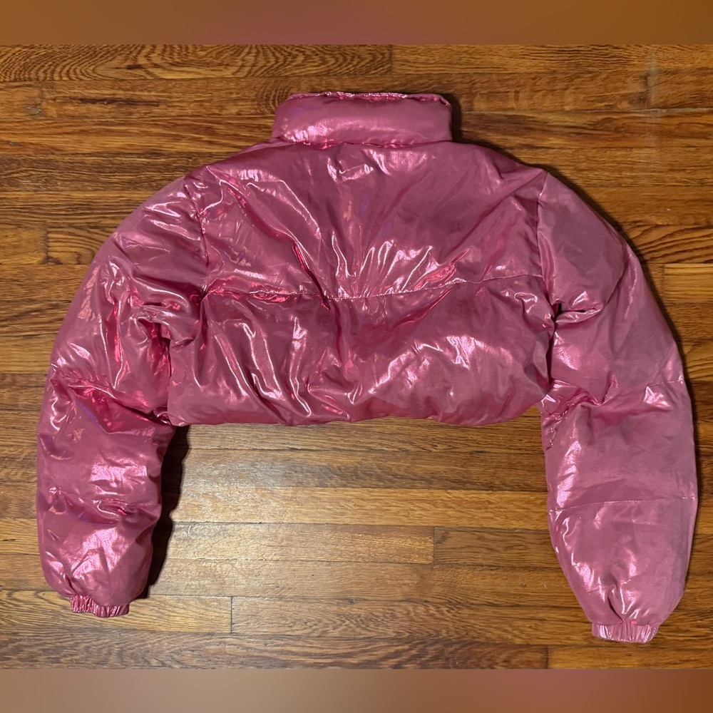 Women’s Fashion Nova Cropped Metallic Pink Jacket - Picture 6 of 10